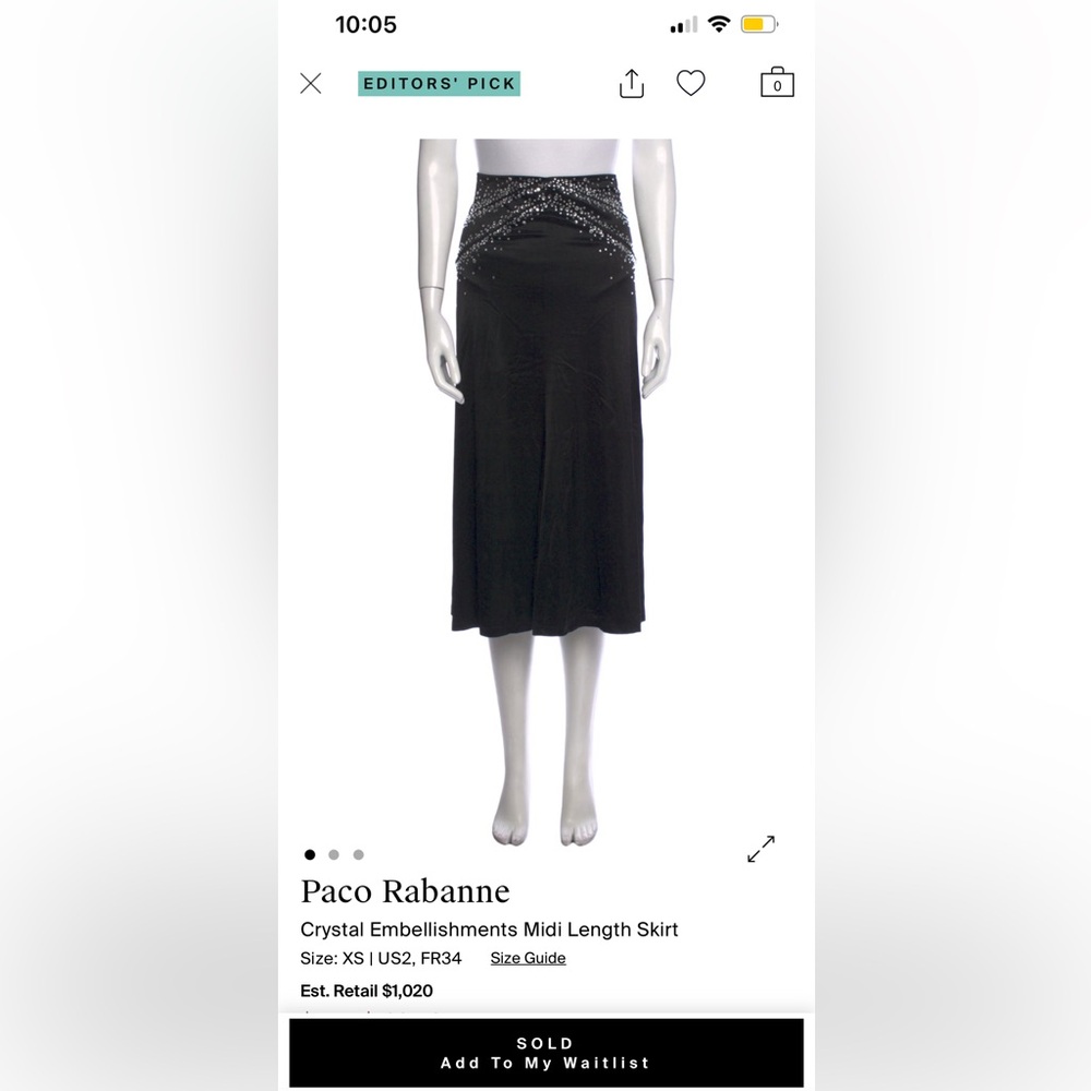 Paco Rabanne Black Midi Skirt